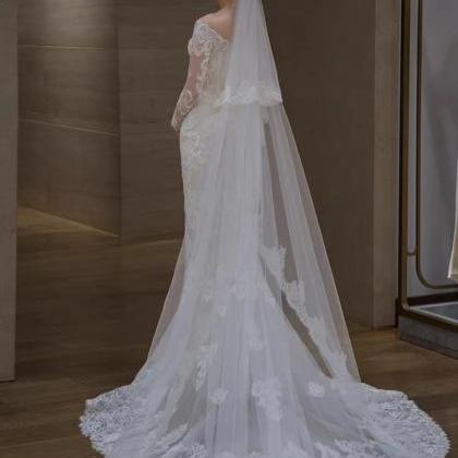 Off Shouder Wedding Dress,tulle Bridal Dress,white..