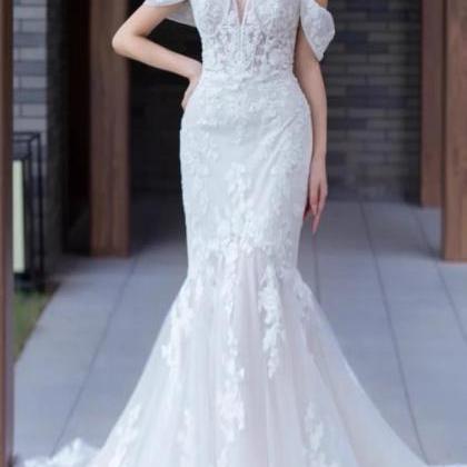 Off Shoulder Bridal Dress, Luxury Wedding Dress..
