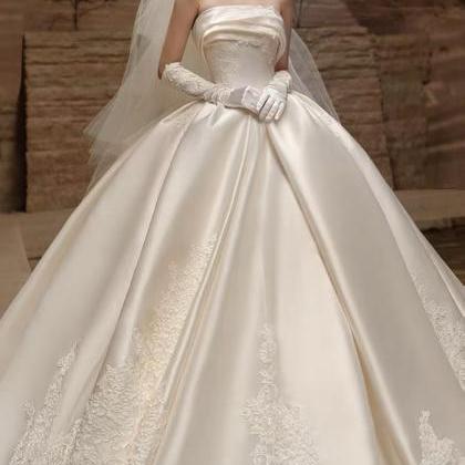 Lux Strapless Traditional Wedding Dress