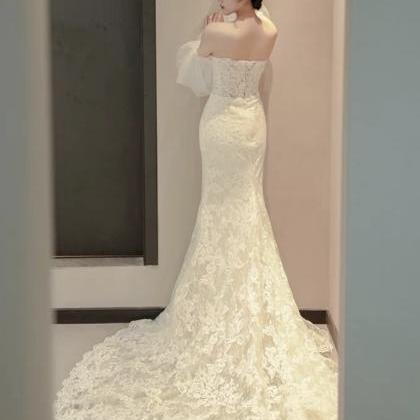 Off Shoulder Wedding Dress,tulle Bridal..