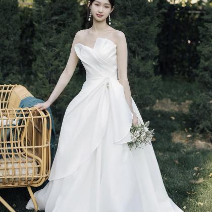 Strapless Bridal Dress,white Wedding Dress,tulle..