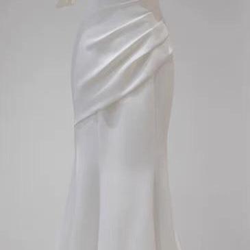 Off Shoulder Bridal Dress, Satin Wedding Dress..