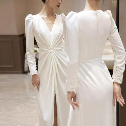 Long Sleeve Wedding Dress, V-neck Wedding Dress,..
