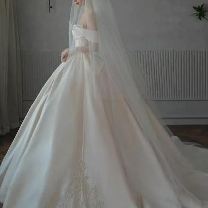 Strapless Bridal Dress,white Wedding Dress,noble..