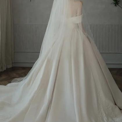 Strapless Bridal Dress,white Wedding Dress,noble..