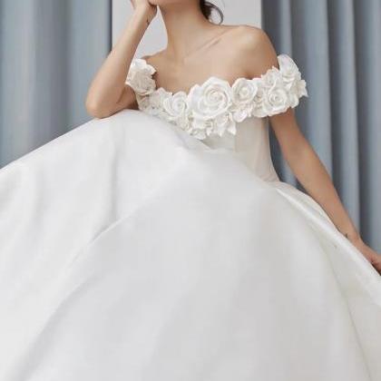 Satin Main Wedding Dress ,off Shoulder Bridal..