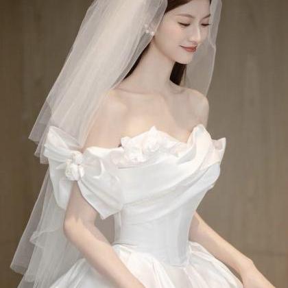 New Satin French Simplicity Fashion Trip Shoot Niche Trip Shoot Trendy Wedding Dress