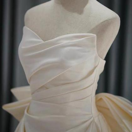 Strapless Bridal Dress, Satin Wedding Dress ,sexy..
