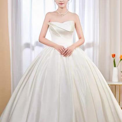 Satin Main Wedding Dress, Style, Bridal Simple..
