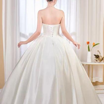 Satin Main Wedding Dress, Style, Bridal Simple..