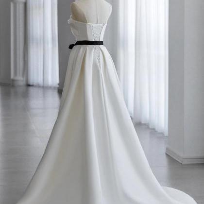 Strapless Bridal Dress,white Wedding Dress,simple..