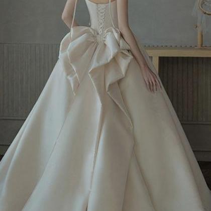 Spaghetti Strap Wedding Dress,satin Bridal..