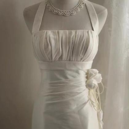 Halter Neck Evening Dress,white Wedding Dress,off..