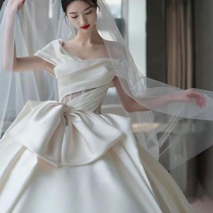 Satin Bridal Dress， Off Shoulder Wedding Dress,..