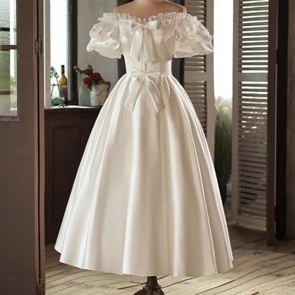 Cute Wedding Dress, Saitn Bridal Dress, Off..