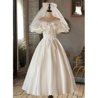 Cute Wedding Dress, Saitn Bridal Dress, Off..