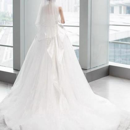 Satin Strapless A Line Pearl White Prom Dress