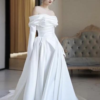 Off Shoulder Wedding Dress, White Wedding Dress,..