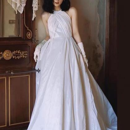 Halter Neck Wedding Dress, White Wedding Dress,..