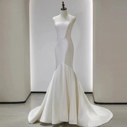 Strapless Wedding Dress, White Wedding Dress,..