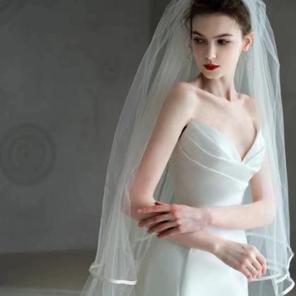 Satin Wedding Dress,fairy Fishtail Bridal Dress,..