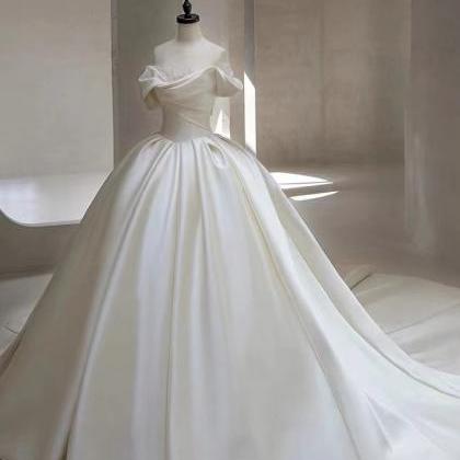 Satin Wedding Dress,off Shoulder Light Wedding..