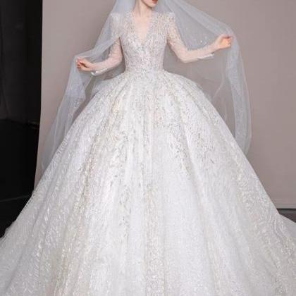 Off Shoulder Wedding Dress, Dreamy Wedding Dress, Glitter Bridal Dress ...