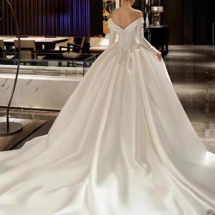 Off Shoulder Wedding Dress, White Wedding Dress,..