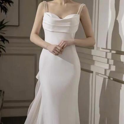 Spaghetti Strap Wedding Dress, White Wedding..