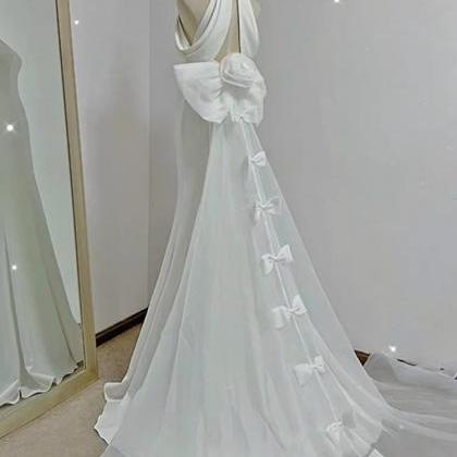 Halter Light Wedding Dress, Bridal Sexy Backless..