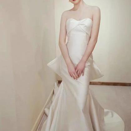 Strapless Wedding Dress, Simple Bridal..