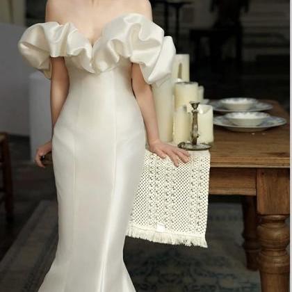 Light Wedding Dress, Vintage Dress, Senior Heavy..