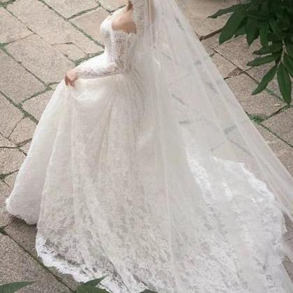 Long-sleeve Wedding Dress, High Quality Lace..