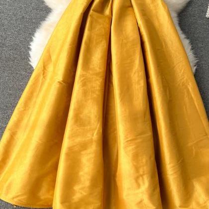 Yellow Homecoming Dress, Strapless Party..