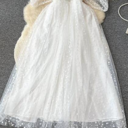 White Wedding Dress, Light Luxury Waist..