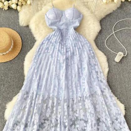 Vintage Floral Dress ,spaghetti Strap Dress, Tulle..