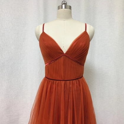 Spaghetti Strap Party Dress,orange Red Prom..