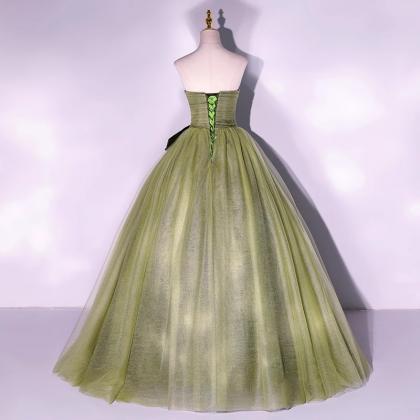 Light Green Prom Dress,strapless Evening..