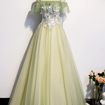 Light Green Prom Dress,spaghetti Strap Evening..
