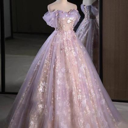 Purple Floral Dress,dream Evening Dress,off..