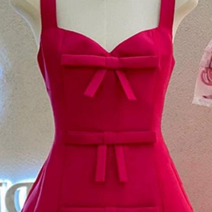 Sweet A Line Party Dress Spaghetti Strap Red..