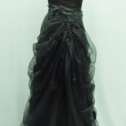 Charming Black Chiffon Prom Dress,sexy Spaghetti..
