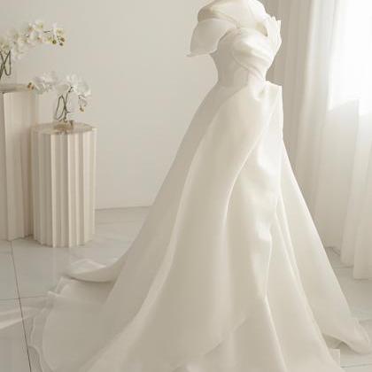 Off Shoulder Chic Bridal Dress Unique White..