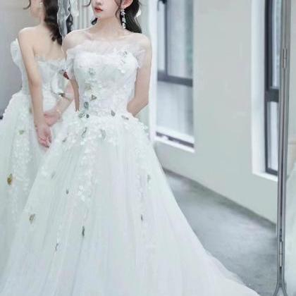 Strapless Wedding Dress Fairy Brial Dress White..