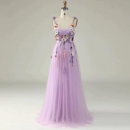 Spaghetti Strap Prom Dress ,floral Princess Party..