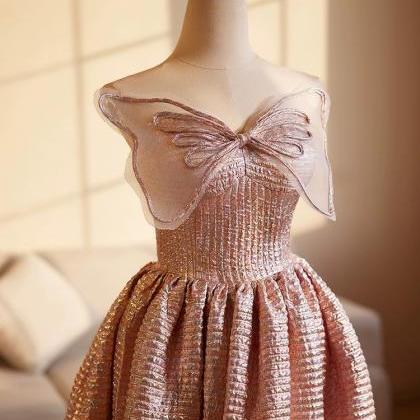 Unique Pink Evening Gown, Luxury Prom Dress, Cute..