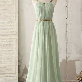 Light Green Prom Dress Strap Chiffon Party Dress..