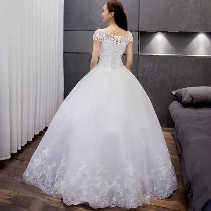 Newest  Elegant Sexy Off Shoulder Lace Simple Cheap Wedding Dress with train, WD0351