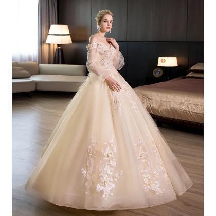 Off-the-Shoulder Ball Gown with Beaded Bustier and High Slit Dark Green main image 0