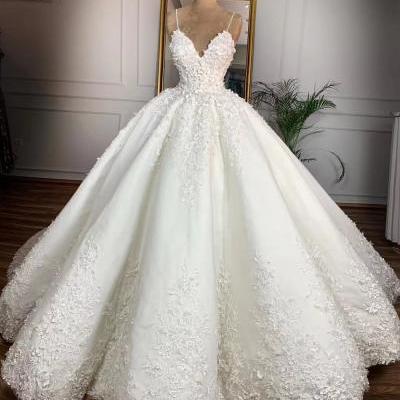 Halter v-neck wedding dress, sexy lace floor length bridal wedding dress,handmade